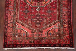 Vintage Geometric Hamedan Persian Tribal Area Rug BRICK RED Oriental Wool 5 ' x7 ' 5
