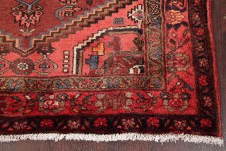 Vintage Geometric Hamedan Persian Tribal Area Rug BRICK RED Oriental Wool 5 ' x7 ' 6