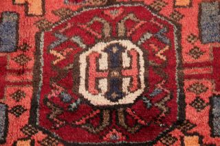Vintage Geometric Hamedan Persian Tribal Area Rug BRICK RED Oriental Wool 5 ' x7 ' 7