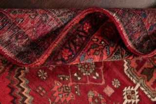 Vintage Geometric Hamedan Persian Tribal Area Rug BRICK RED Oriental Wool 5 ' x7 ' 9