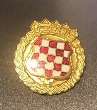 Croatia Croatian Army Crest Coat Of Arms 90s War Time Hat Pin Badge