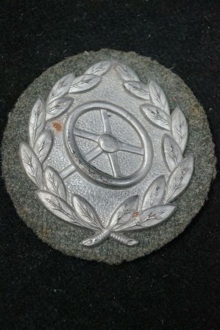 Ww2 German Drivers Badge In Silver With Backing
