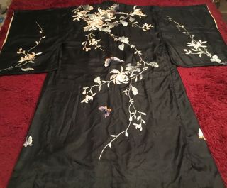 Vintage Early/ Mid 20th C Japanese Embroidered Kimono Embroidery Chinese Robe
