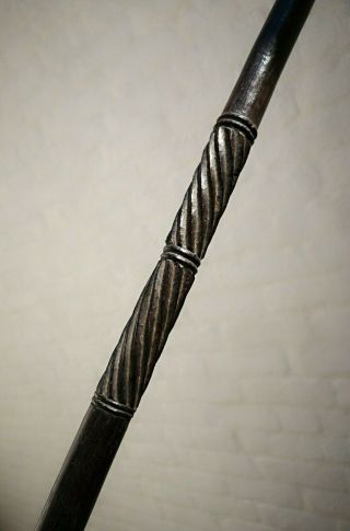 RARE ANTIQUE ZULU WOOD STICK STAFF KNOBKERRIE CLUB W/ SHAPED END & TWIST CARVING 6