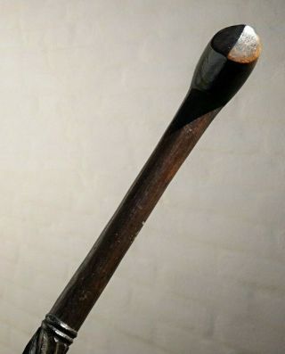 RARE ANTIQUE ZULU WOOD STICK STAFF KNOBKERRIE CLUB W/ SHAPED END & TWIST CARVING 8