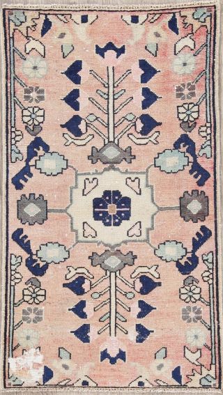 Antique Pale Coral Pink Lilian Hamedan Persian Oriental Wool Rug 4 