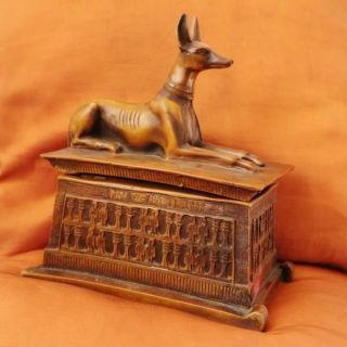 Antique Egyptian Dog Jewellery Box Of Ancient Anubis God Of The Dead Xx - Large