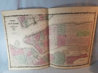 1862 Johnson & Ward Map Of York City And The Adjacent Cities No Res