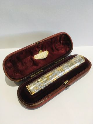 Rare Stunning Sampson Mordan Solid Silver Gilt Scent Bottle Cased,  London 1881