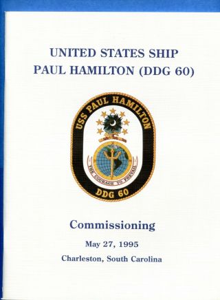 Uss Paul Hamilton Ddg 60 Commissioning Navy Ceremony Program