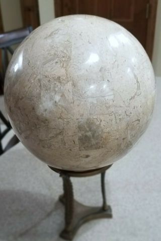Marble Veneer Sphere by Maitland - Smith,  Ltd.  with Bronze Stand 4