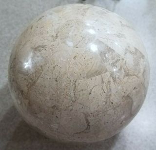 Marble Veneer Sphere by Maitland - Smith,  Ltd.  with Bronze Stand 7
