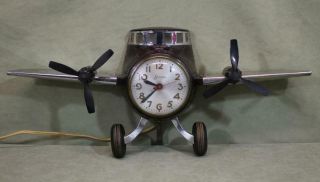 Vintage Art Deco Bakelite & Chrome,  Sessions Airplane Clock, .  Nr