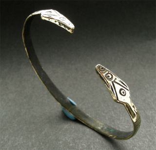 & Rare Decorated Bronze Roman Serpent Bracelet - Wearable Fathers Day