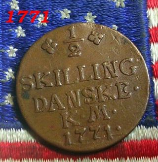 1771 I/2 Skilling Half Penny Hudson Fur Trade Colonial Revolutionary War Coin