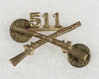 Army Collar Pin: 511th Airborne Infantry Regt Officer - Gilt Finish