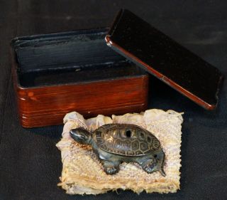 Japan Kame Bronze Turtle Suiteki Antique Sculpture 1800s Edo Craft