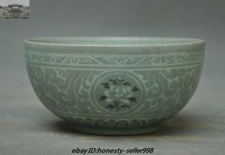 5 " Old Chinese Dynasty Korean Koryo Porcelain Glaze Flower Bowl Cup Bowls Statue