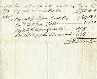 REVOLUTIONARY WAR IPSWICH MASSACHUSETTS BOUNTY PAID FOR CONTINENTAL ARMY SERVICE 3