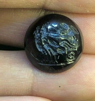 Ancient Top Grade Garnet Angel Riding Phoenix chariot Ancient intaglio Gem Bead 2