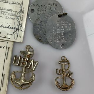 3 WWII US Navy USNR ID Dog Tags Sailor ID Tags 1943 Vintage Military 3