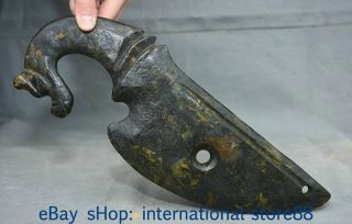 12.  8 " Old China Hongshan Culture Old Jade Stone Carving Dragon Head Weapon Arms