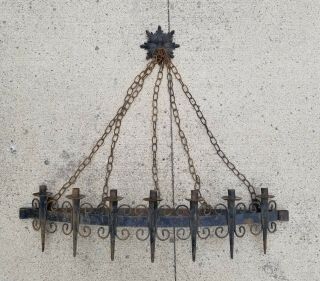 Vintage Iron Medieval Gothic Candelabra Candle Holder Wall Sconce Hanging