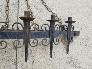 VINTAGE IRON MEDIEVAL GOTHIC CANDELABRA CANDLE HOLDER WALL SCONCE HANGING 9