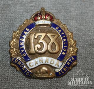 Ww1 Cef 138th Battalion (edmonton) Cap Badge Size Sweetheart Pin (inv17717)