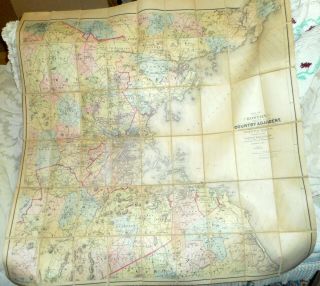 1882 Map Of Boston And Country Adjacent Actual Surveys A.  Williams 43x44 " Linen