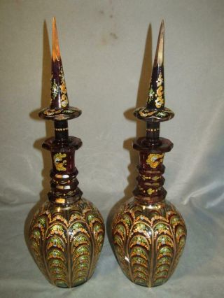 PAIR HUGE OLD BOHEMIAN DECORATED 23 