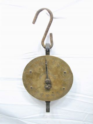 Antique John Chatillon &sons 100lb Brass Face Hanging Market Scale Tool Ny Trade