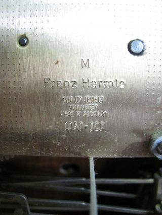 Hamilton Franz Hermle Key Wind 2 Jewel Chime Mantle Clock 1050 - 020 W.  Germany 10