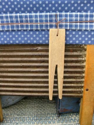 Small Antique Wood and Tin Washboard w Early Clothespeg 2