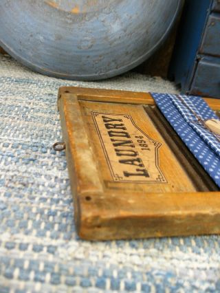 Small Antique Wood and Tin Washboard w Early Clothespeg 6