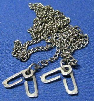 Wwii Sterling Army,  Navy,  Usmc Dog Tag Chain With J - Hooks Shape