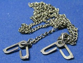 WWII Sterling Army,  Navy,  USMC Dog Tag Chain With J - Hooks SHAPE 2