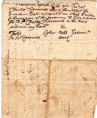 1763,  Captain Amos Ogden ' s Rangers,  discharge signed Sergeant Robert Cahoone 2