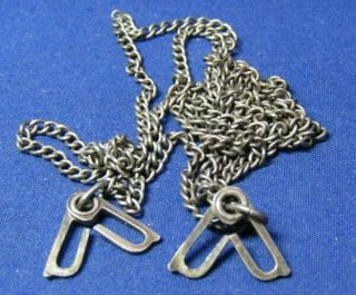 WWII Sterling Army Navy USMC Dog Tag Chain With J - Hooks SHAPE 2