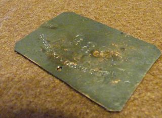 Old Wells Fargo Express Property Tag Copper 1870 ' s 8