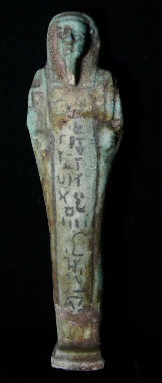 Zurqieh - As5451 - Ancient Egypt.  Large Faience Ushabti.  Inscribed.  600 - 300 B.  C