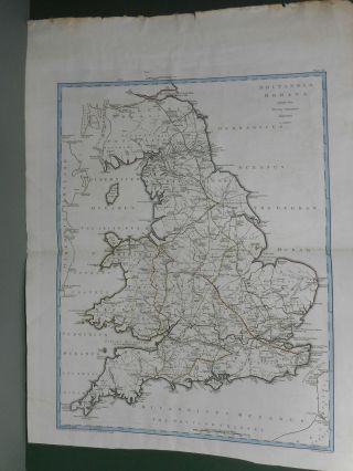 100 Large Roman England Map By J Andrews C1797 Colour