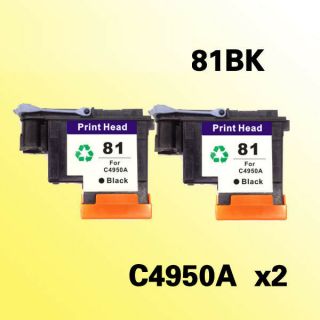 2x Black Printhead For Hp81 For Hp 81 C4950a Designjet 5000 5000ps 5500 5500ps