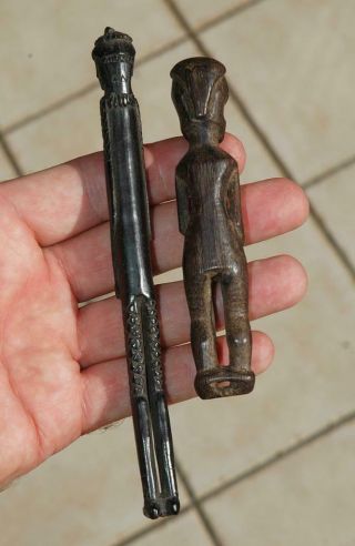 2 Old Vintage Headhunting Magic Charm Amulet Figures Borneo Iban Dayak 3