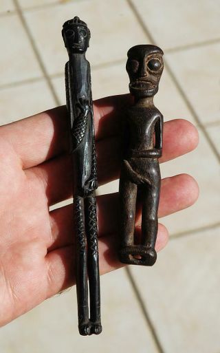2 Old Vintage Headhunting Magic Charm Amulet Figures Borneo Iban Dayak 4