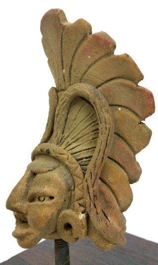 Rare Mayan Statue,  God Or Warrior With Elaborate Quetzal Bird Feathers