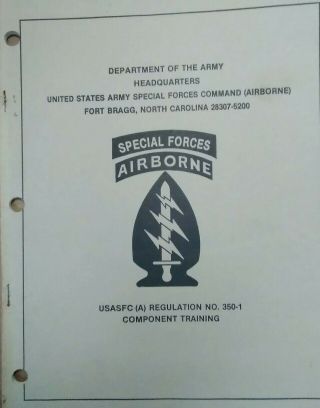 Rare 1992 Special Forces Airborne Component Training Book 10