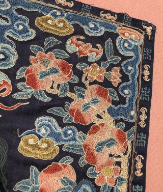 Antique Chinese Embroidered Silk Rank Badge Qing Dynasty mandarin square LION 4