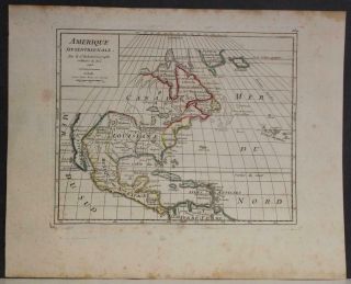 North America 1748 Robert De Vaugondy Antique Copper Engraved Map