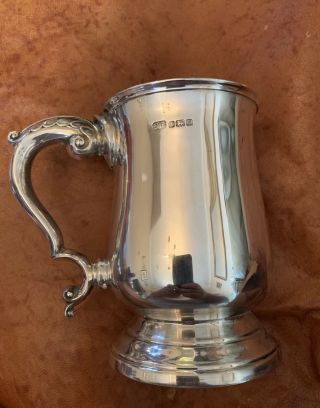 Large Solid Silver Pint Tankard Beer Mug 1976 Sheffield Sterling Silver